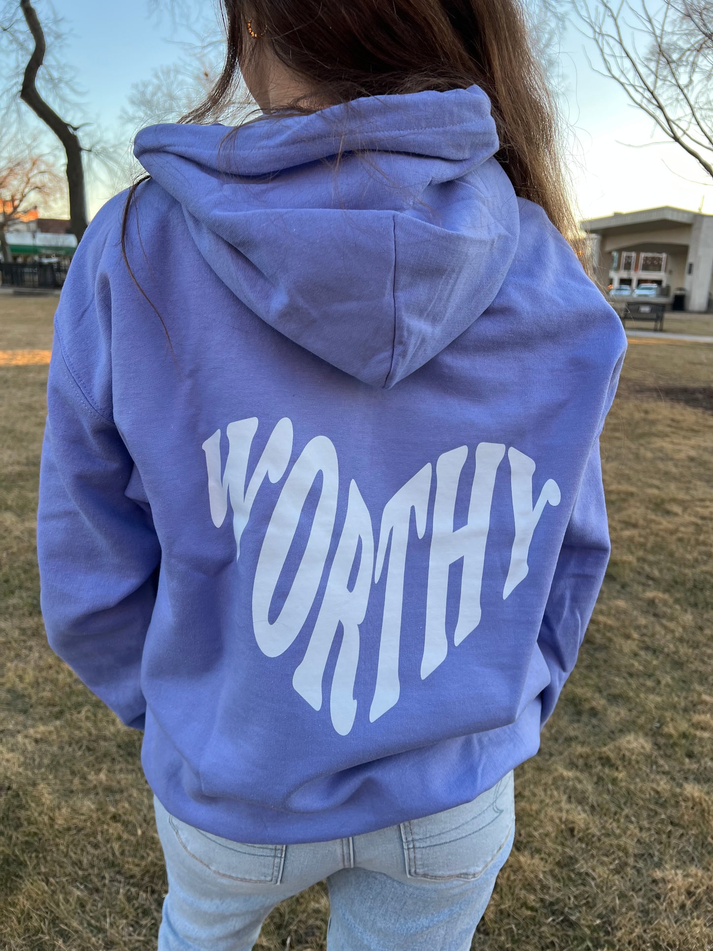 Heart Shaped Worthy Periwinkle Blue Hoodie - PREORDER ITEM