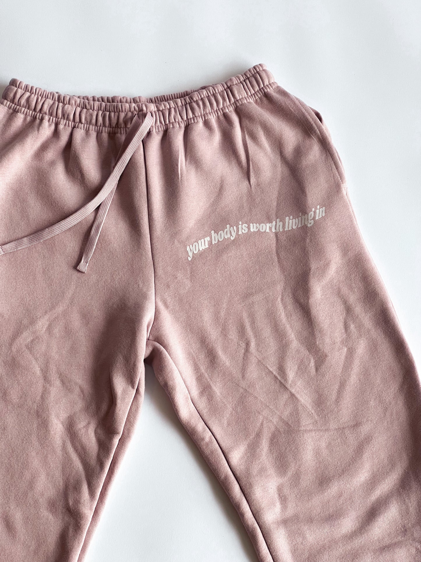 Your Body Is Worth Living In Blush Pink Sweatpants