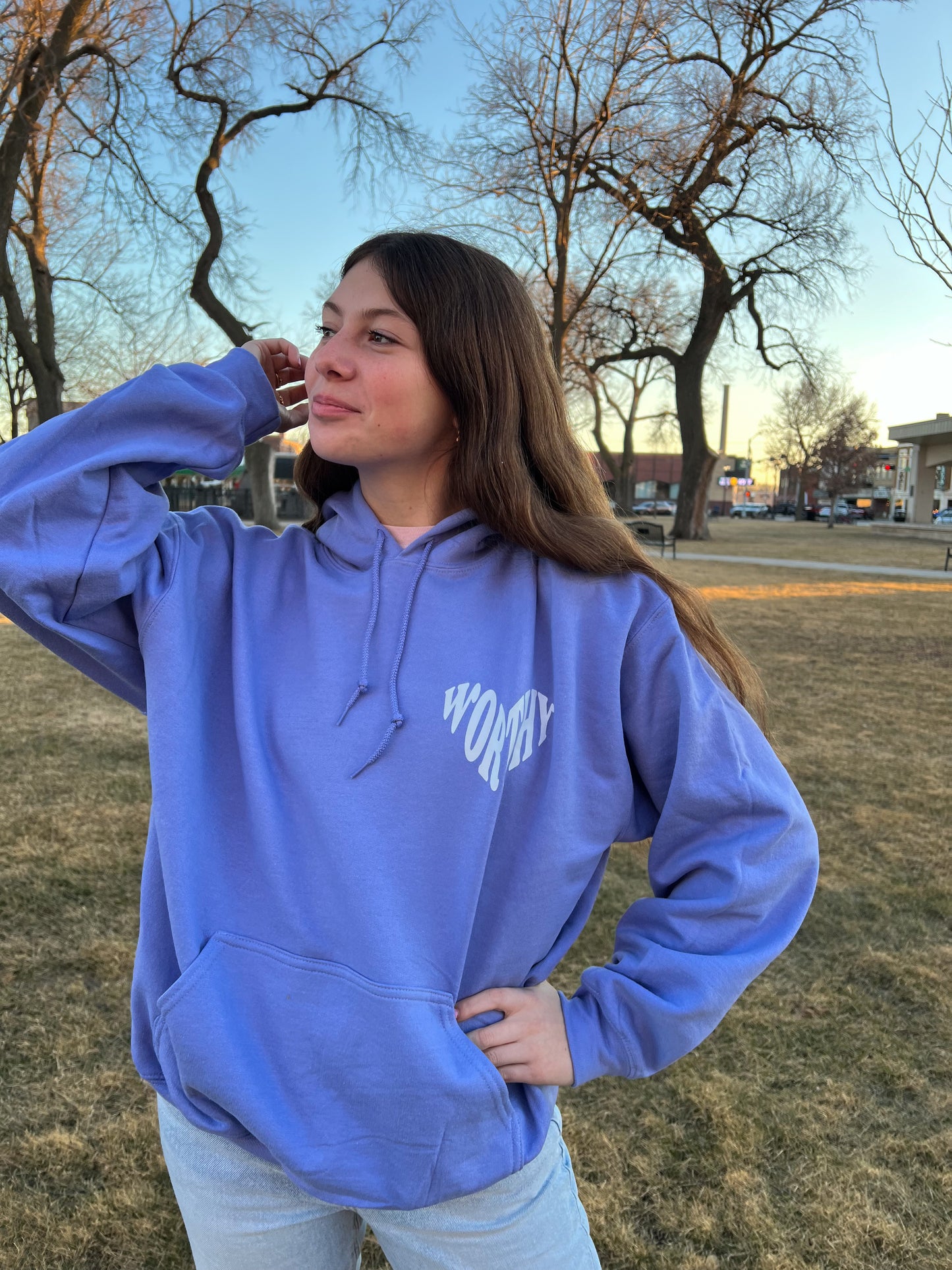 Heart Shaped Worthy Periwinkle Blue Hoodie - PREORDER ITEM