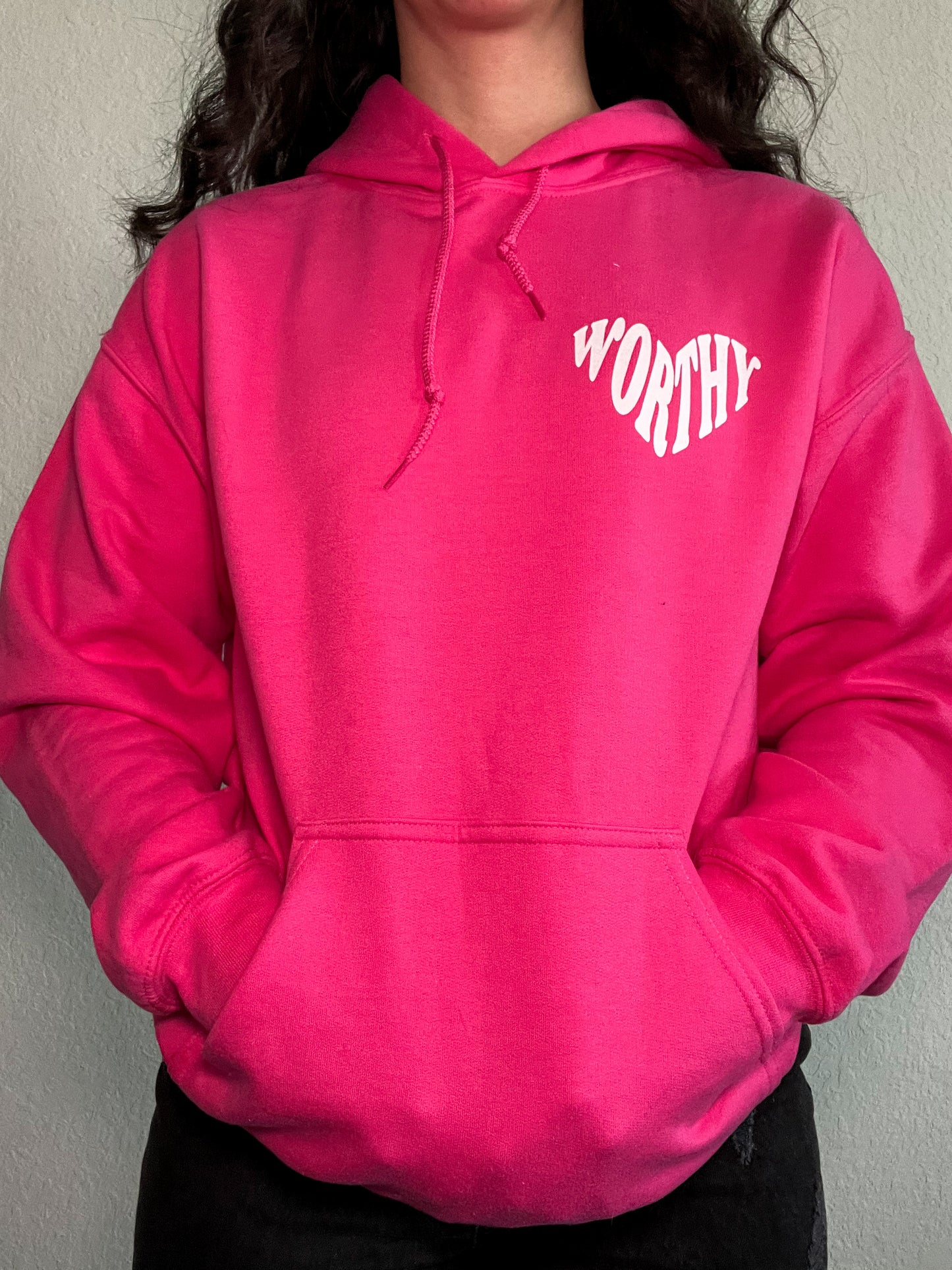 Heart-shaped Worthy Pink Hoodie