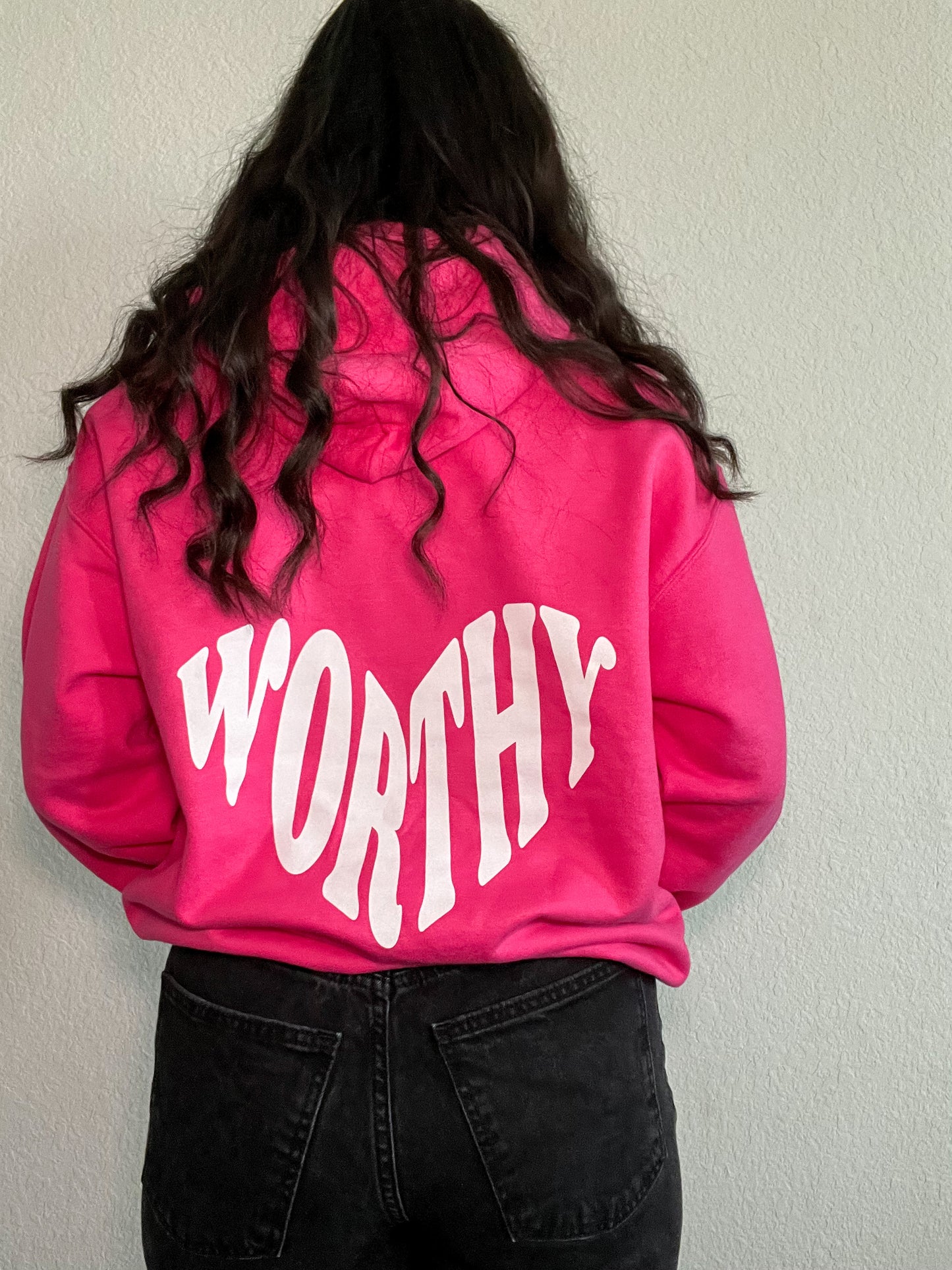 Heart-shaped Worthy Pink Hoodie