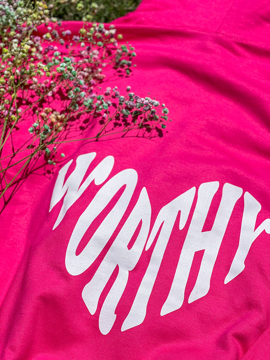 Heart-Shaped Worthy Hot Pink Hoodie - PREORDER ITEM